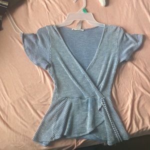 Blue stripped low top blouse/shirt